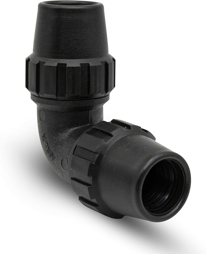 DOJA Barcelona 90° vooliku põlvliitmik 25 mm – polüetüleenist ühendusdetail kastmissüsteemidele