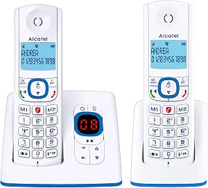ALCATEL F530 Voice Duo juhtmeta DECT lauatelefon – 2 telefonitoru, automaatvastaja, valge/sinine